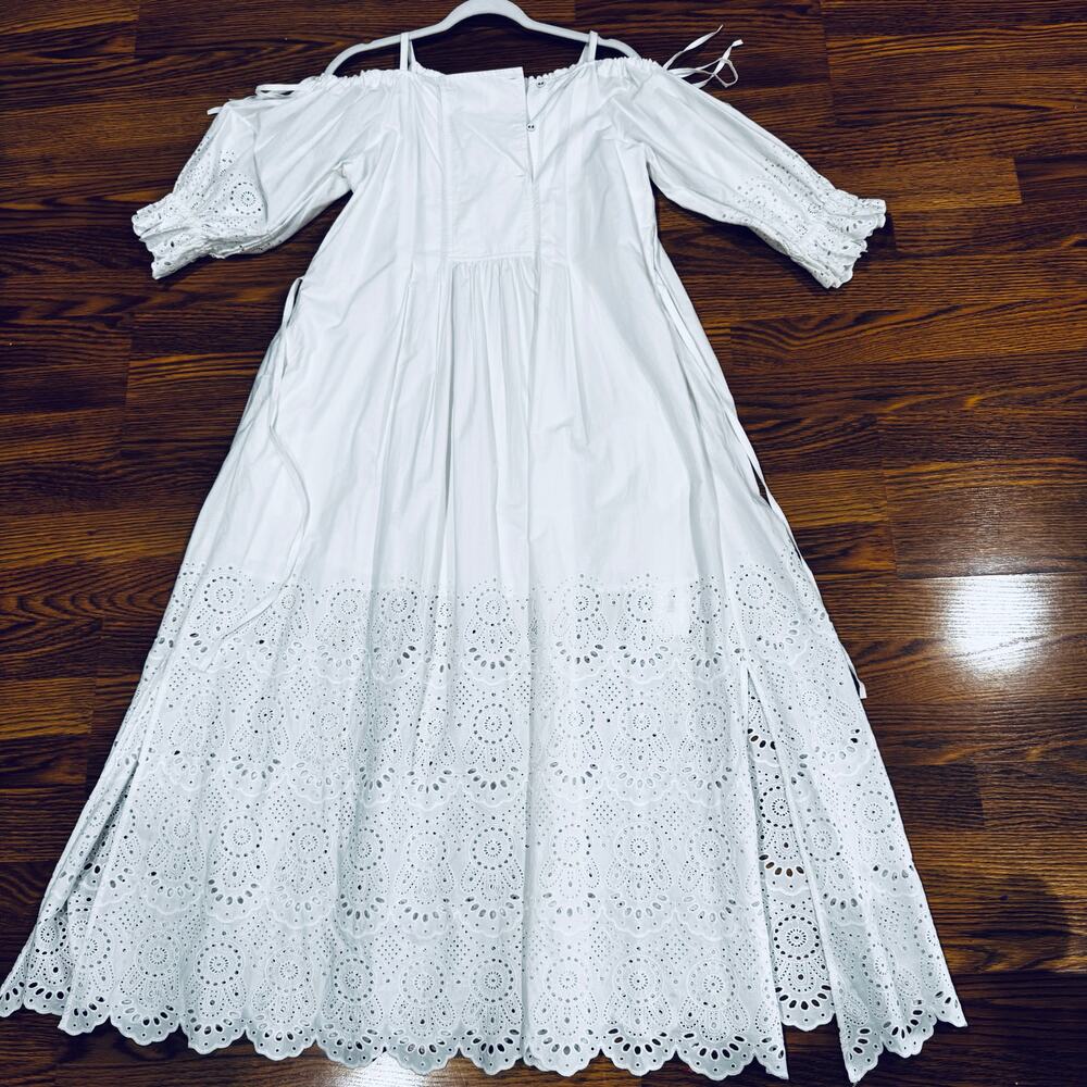 Ulla Johnson Narcisa White Eyelet Off Shoulder Puff Sleeve Maxi Dress 0 - Picture 14 of 14